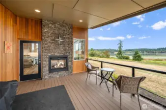 Warm up next to the see through fire place
