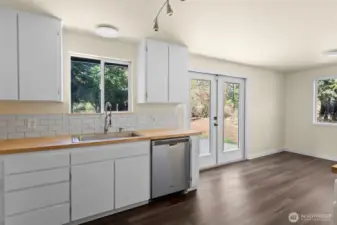Brand new butcher block counter tops.