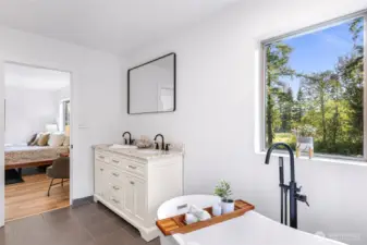 From bath towards the bedroom.