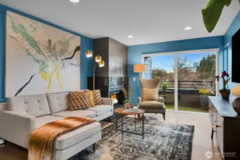 Step into light-filled interiors with downtown views rising in the background.