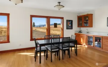 Dedicated dining area has a stunning view.