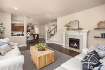 The family room adjacent to the kitchen.