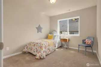 The fourth bedroom upstairs. All of the bedroom are nicely sized.