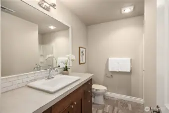 The downstairs 3/4 bathroom. A really nice feature to have a shower on the main floor.