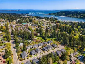 There is an easy route to the ferry along the waterfront trail from Ashbury Court.