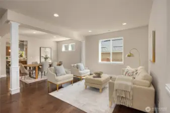 The gracious living room off of the entryway.