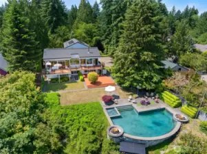 Beautiful home with pool sitting on the front of view