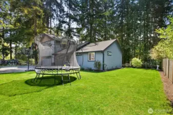 Backyard with private park in back.