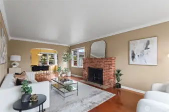 Gorgeous original hardwoods and a gas fireplace