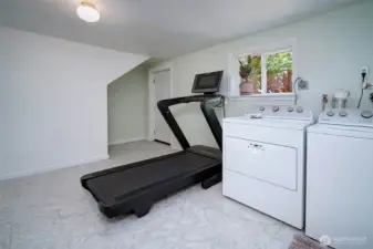 Lower level family room with separate access. Previously used as TV room. In addition, there is a bonus room that could be an amazing designated laundry room and garage access.