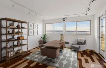 Virtually staged. First floor office with access to the exterior.