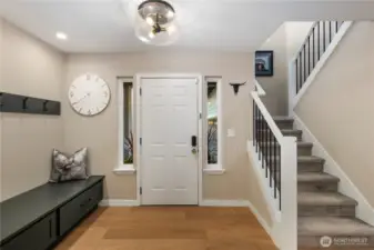 Entry with sitting area.