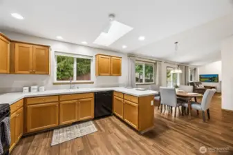 The layout boasts an open floor plan, but the kitchen is far enough away to not interfere with activities in the family and living rooms.