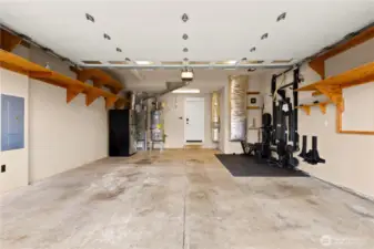 Oversized 2 car garage. Gym equipment can stay or go.
