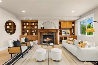 Spacious living room just off the kitchen.