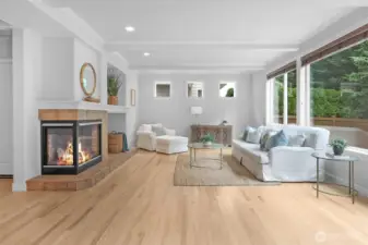 Beautiful open living area with cozy fireplace!