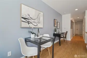 No cramped dining quarters here! There's plenty of room for a dining set, plus bar seating in the kitchen is great for breakfast on the go.