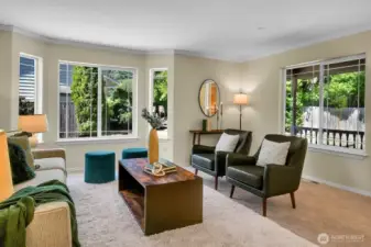 Sunshine streams into this home which sits on a private lot at the end of a dead-end street.