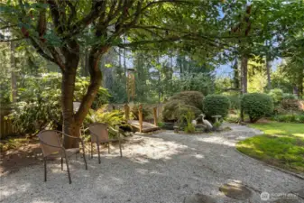 Sitting area next to Koi Pond.