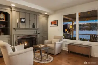 Cozy fireplace with built-ins
