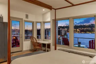 Primary bedroom with Space Needle views from the bed!