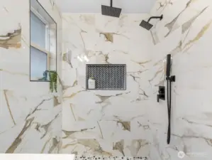 Custom tile shower with 3 shower heads
