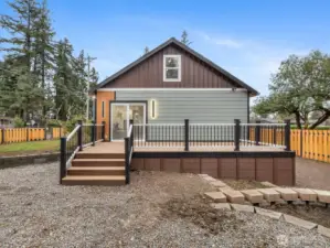 Brand new large Trex deck is great for entertaining and enjoying your large lot