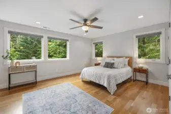 This bedroom has it's own private access to the 2nd full bathroom on the top floor. It also has 2 closets.