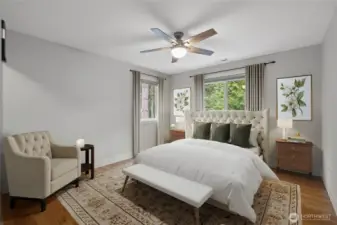 The 3rd bedroom is virtually staged in this picture. This bedroom has a walk-in closet.