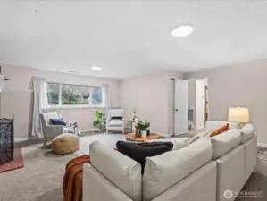 Many use possibilities for the lower level rec room.