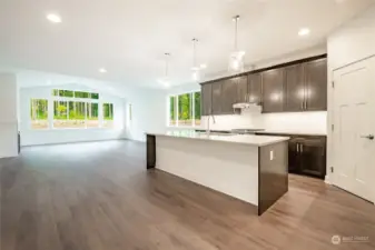 kitchen and living area