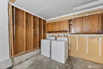 Laundry in garage.