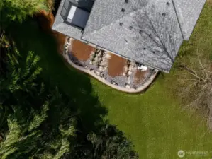 The side yard, enhanced grass