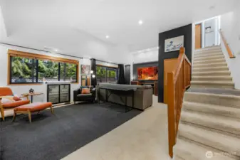 Rec room with soaring ceilings!