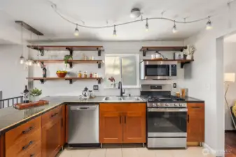 Newer appliances in this upgraded kitchen.