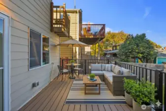 Virtually staged back deck.