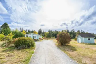 Driveway in with shed