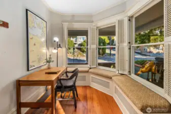Queen of the West Airbnb office and sitting space that opens to the wrap around porch.