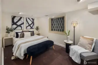 Fully finished basement room