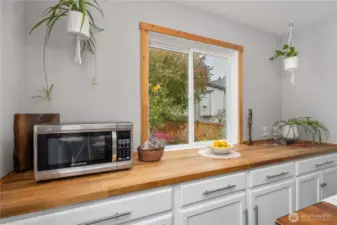 Handy buffet is perfect for additional kitchen storage, meals, and hosting!