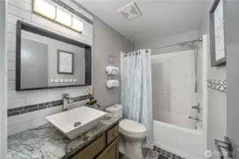 Full bathroom on the upper level.