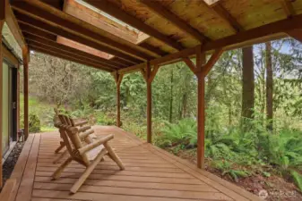 Covered deck overlooking the river from the office.