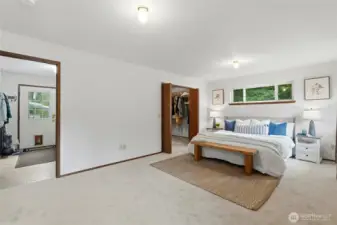 Large with Access to Private Bathroom, Laundry, and Back Door