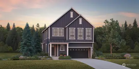 The Garnet Farmhouse with basement by Toll Brothers. Artist rendering of brand new home design.