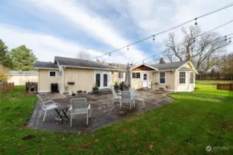 Back yard with huge patio!