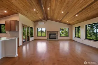 Vaulted great room.