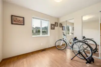 Who needs a gym membership when you’ve got this much room? Dual closets with mirrors mean you can check your form, or your outfit. Whether you’re lifting weights or organizing wardrobes, this 3rd bedroom can handle it well