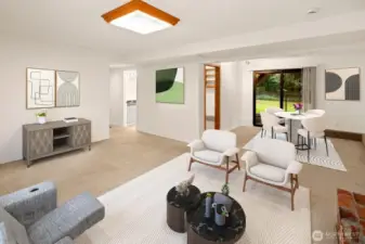 Lower level with slider to backyard. Virtually staged.