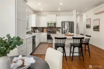 A large pantry cabinet was added to the end of the kitchen making it even better. The A/C can be seen off to the right.