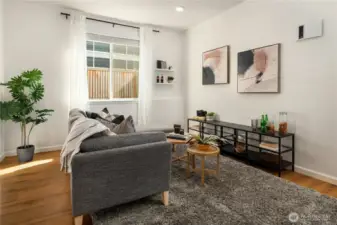 This spacious rec room offers a second lounge space in addition to the main living room.